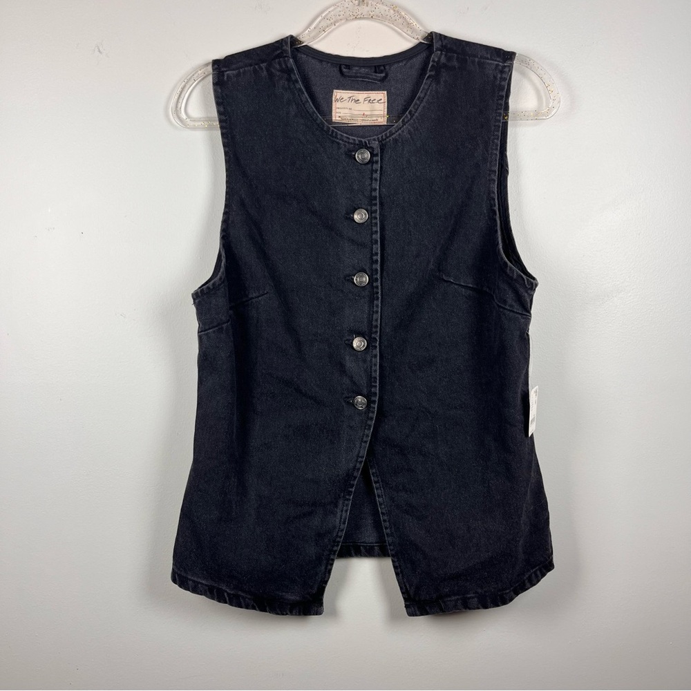 Sleeveless Black Denim Jacket - Picture 2 of 11
